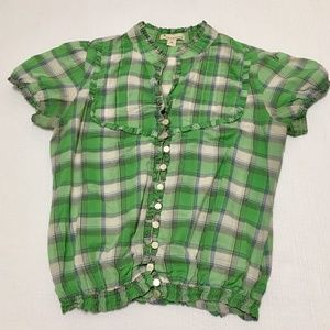 Forever 21 Green Plaid Button Down Top